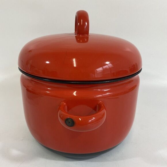 Carl Aubock Culinar Auswien Ostovics Red Enamel Pot Dutch Oven DANISH MODERN - Picture 3 of 9